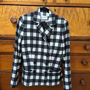 The Fold b+w check double breasted wool blazer